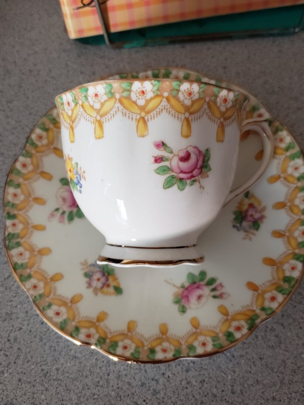 Royal Albert Footed Cup & Saucer Torquay Yellow
